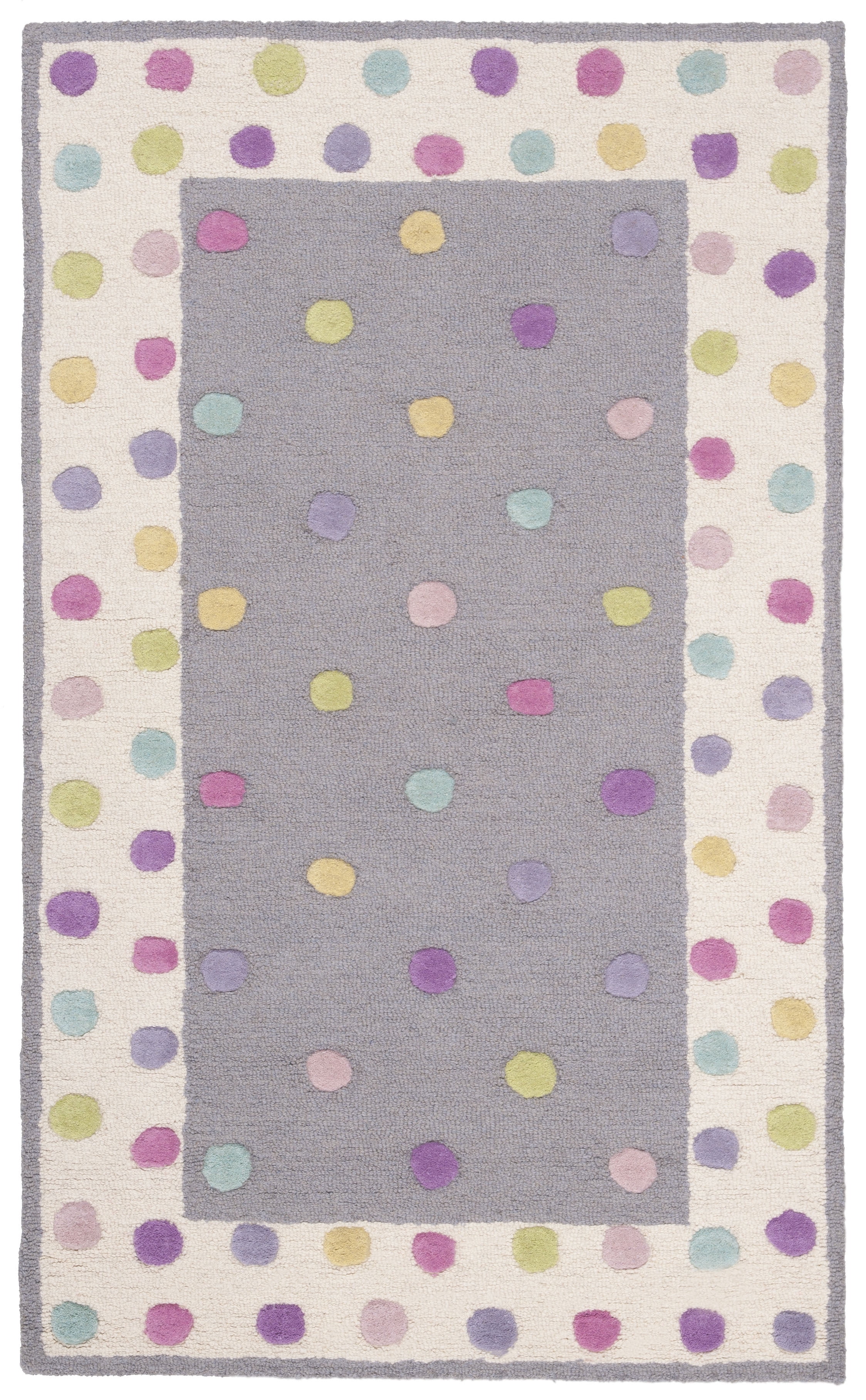 Gray and Multicolor Hand-Tufted Wool Kids Rug, 2'6" x 4'