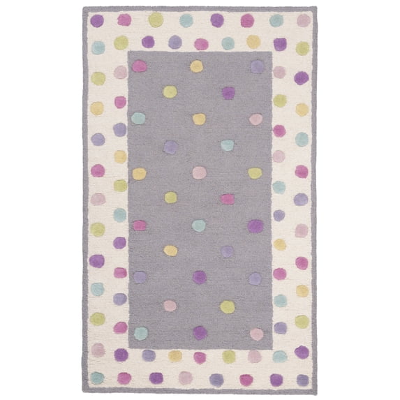 SAFAVIEH Kids Rainbow Polka Dots Area Rug, Grey/Multi, 2'6" x 4'