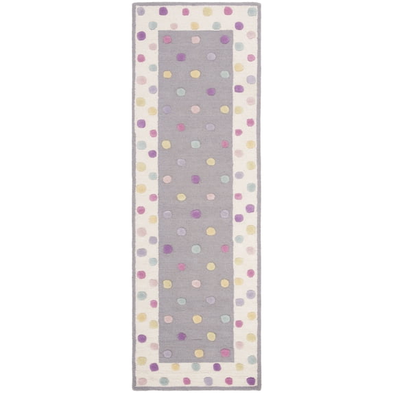 SAFAVIEH Kids Rainbow Polka Dots Runner Rug, Grey/Multi, 2'6" x 6'
