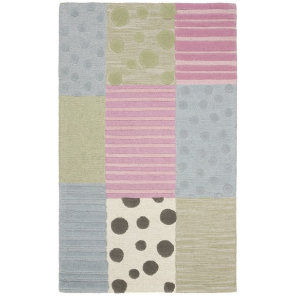 SAFAVIEH Kids Roxanne Geometric Shapes Area Rug, Blue/Pink, 3' x 5'