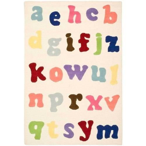 SAFAVIEH Kids Ryker Alphabet Area Rug, Ivory/Multi, 3' x 5'