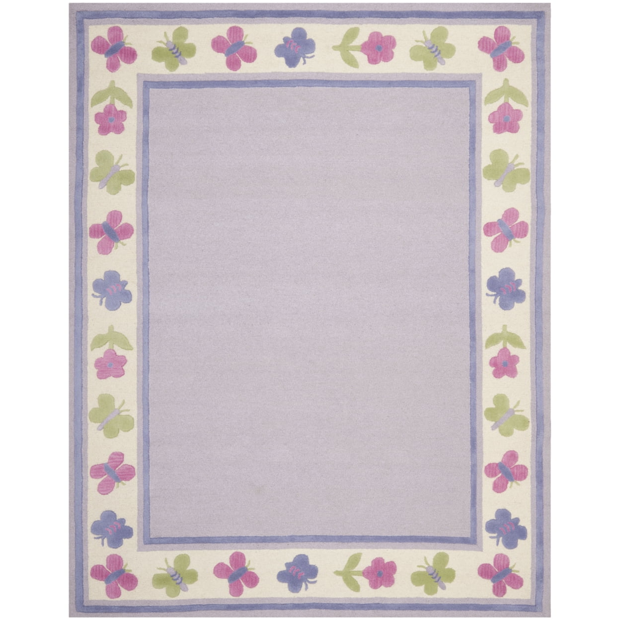 Handmade Lavender Multicolor Floral Wool Kids Rug 2' x 3'