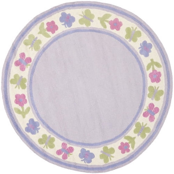 SAFAVIEH Kids Sierra Butterflies and Flowers Cotton Area Rug, Lavender/Multi, 6' Round