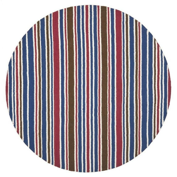 SAFAVIEH Kids Stripes Striped Cotton Area Rug, Ivory/Multi, 6' x 6' Round