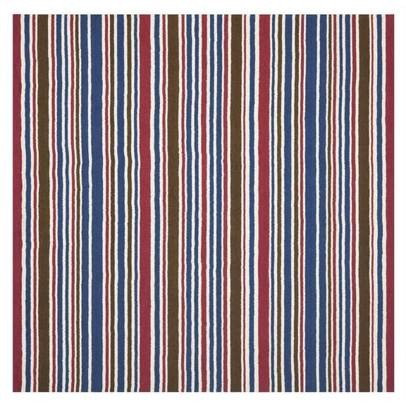SAFAVIEH Kids Stripes Striped Cotton Area Rug, Ivory/Multi, 7' x 7' Square