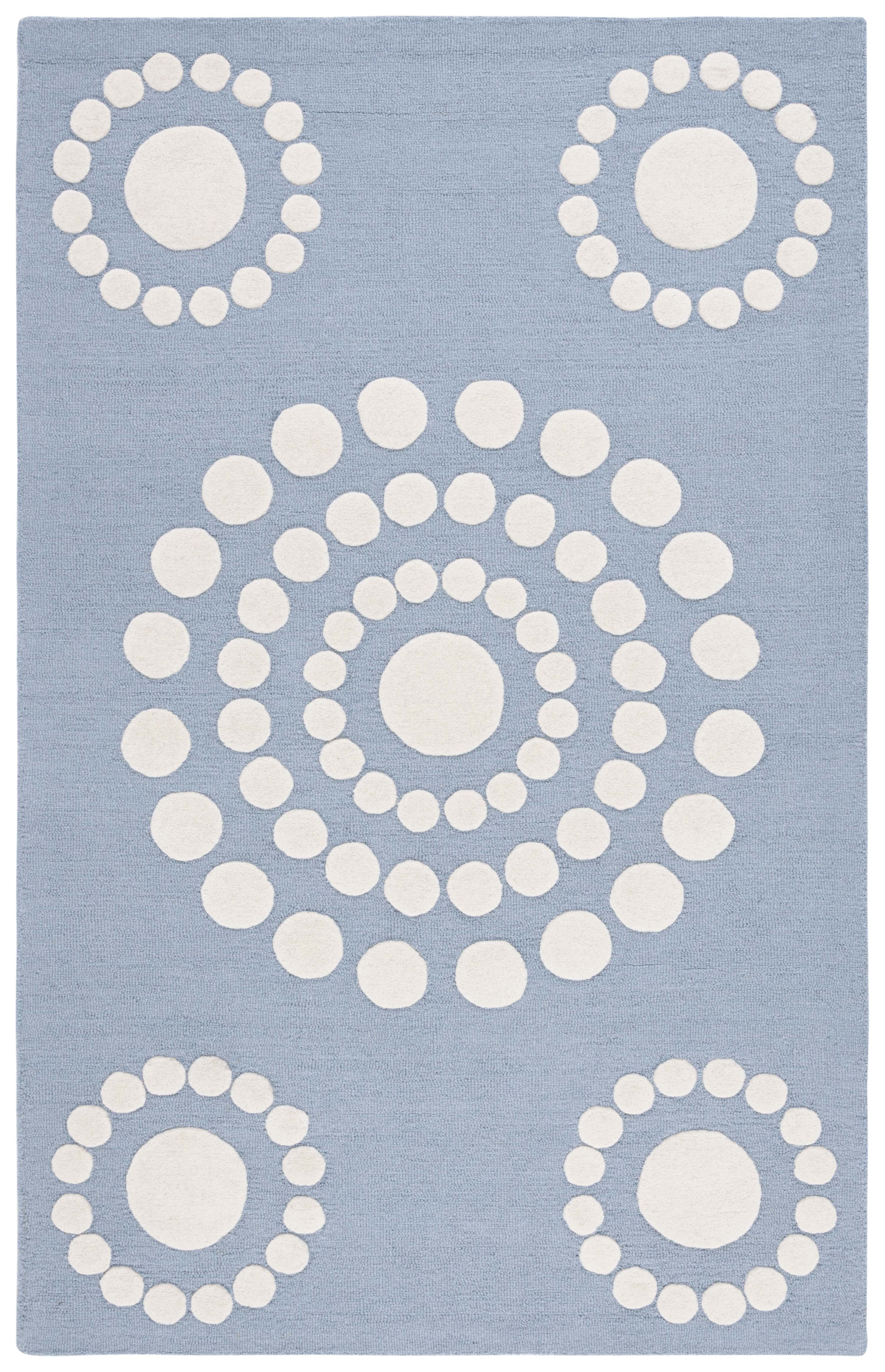 Ivory and Blue Hand-Tufted Wool Kids Area Rug 3' x 5'