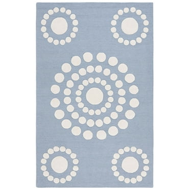 SAFAVIEH Kids Swirling Polka Dots Area Rug, Blue/Ivory, 8' x 10'
