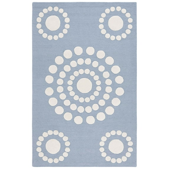 SAFAVIEH Kids Swirling Polka Dots Area Rug, Blue/Ivory, 8' x 10'