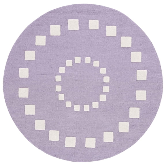 SAFAVIEH Kids Swirling Squares Area Rug, Purple/Ivory, 3' x 3' Round