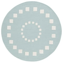 SAFAVIEH Kids Swirling Squares Area Rug, Turquoise/Ivory, 5' x 5' Round