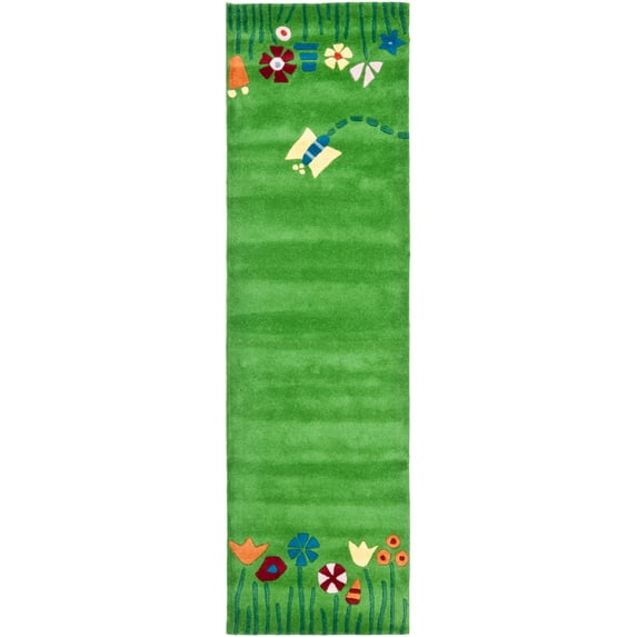 SAFAVIEH Kids Topher Play Grass Runner Rug, Green/Multi, 2'3" x 7'