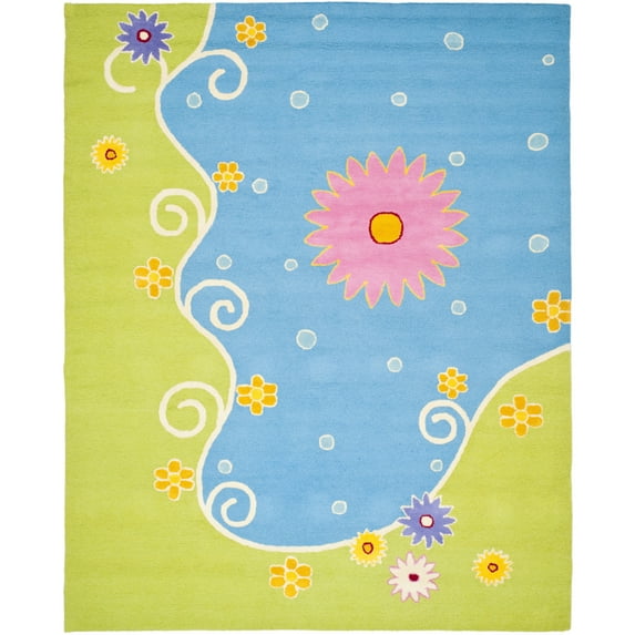 SAFAVIEH Kids Tyrrell Floral Swirls Area Rug, Blue/Green, 5' x 8'