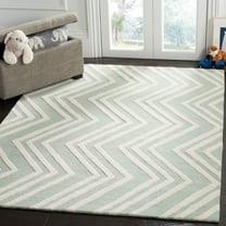 SAFAVIEH Kids Wave Chevron Wool Area Rug, Mint/Ivory, 5' x 7'