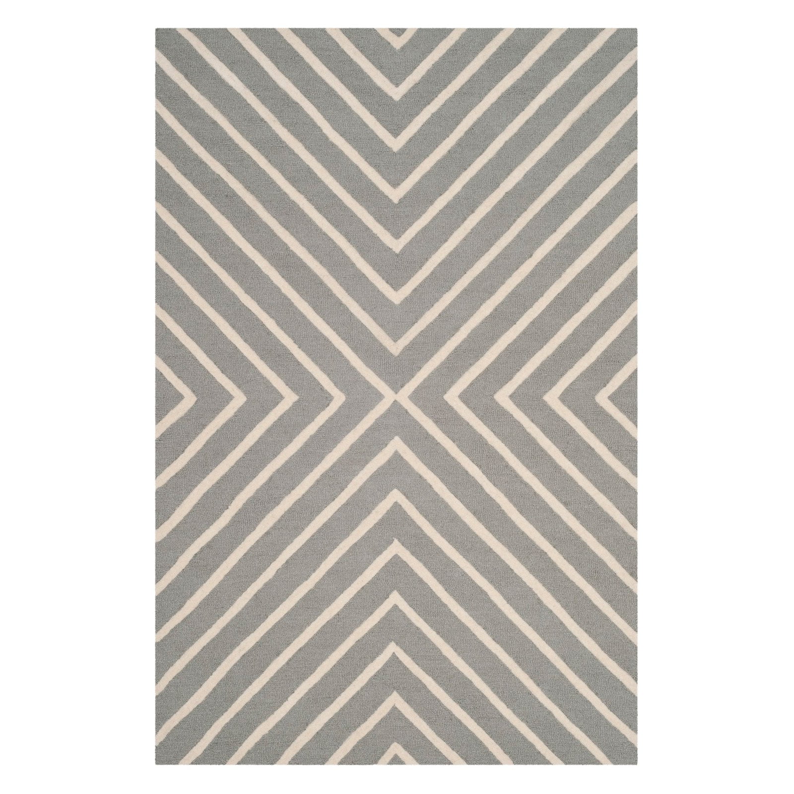 Hand-Tufted Whimsical Wool Kids Rug in Grey/Ivory, 6' x 9'