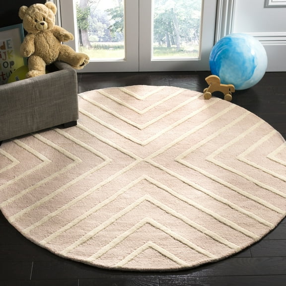 SAFAVIEH Kids X Pattern Wool Area Rug, Pink/Ivory, 5' x 7'