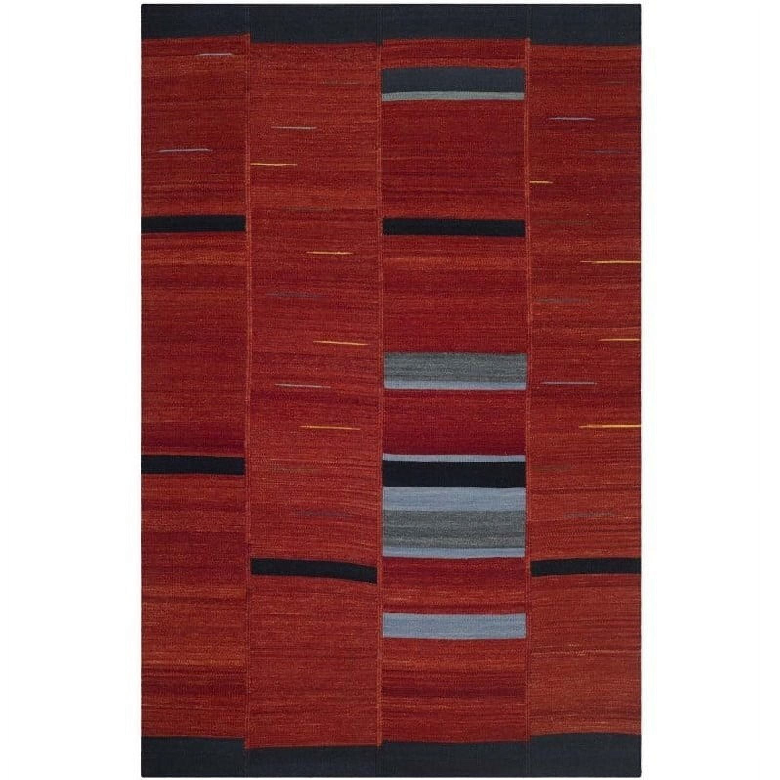 Red Handmade Wool Kilim Area Rug, 4' x 6'