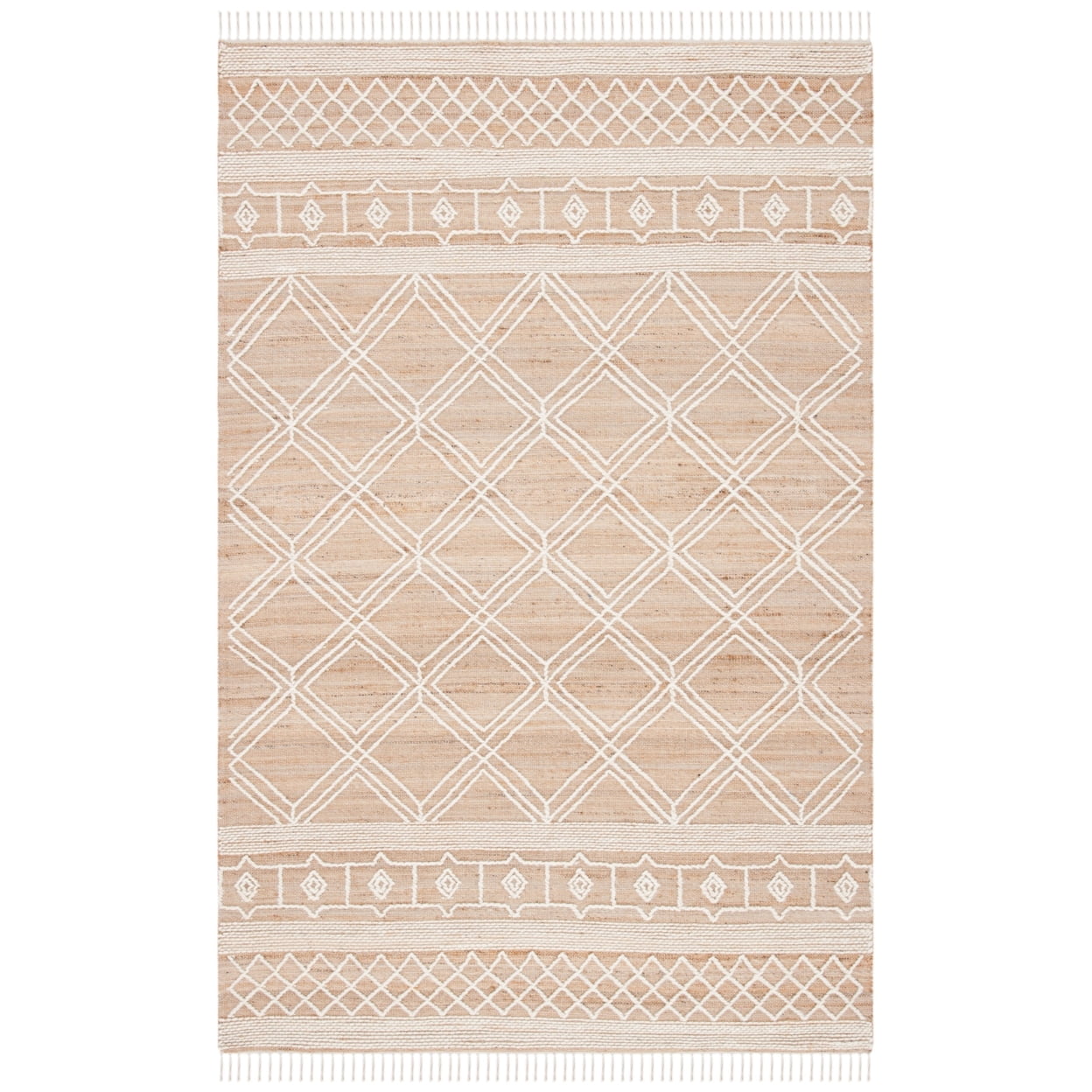 Ivory and Beige Handmade Flat Woven Wool Runner Rug