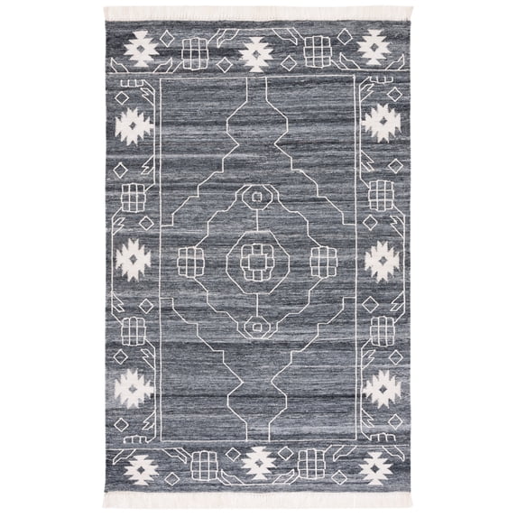 SAFAVIEH Kilim Adair Geometric Area Rug, Black/Ivory, 4' x 6'
