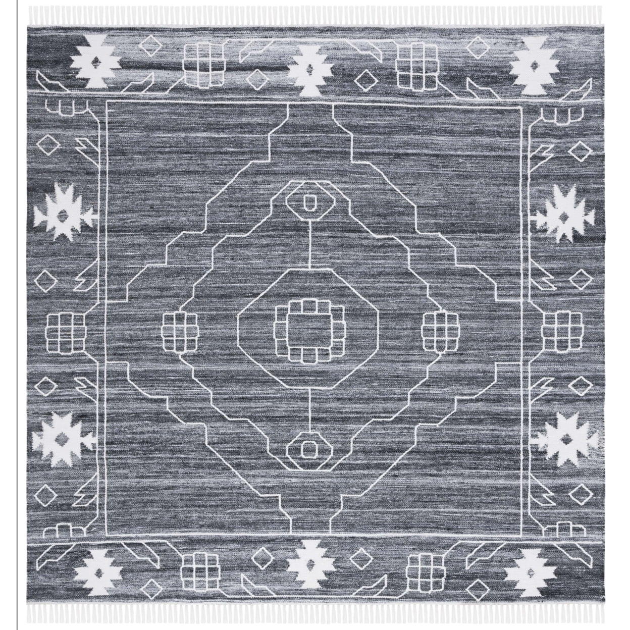 SAFAVIEH Kilim Adair Geometric Area Rug, Black/Ivory, 7' x 7' Square ...