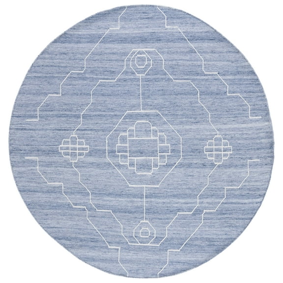 SAFAVIEH Kilim Adair Geometric Area Rug, Blue/Ivory, 7' x 7' Round