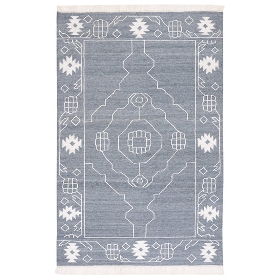 SAFAVIEH Kilim Adair Geometric Area Rug, Dark Grey/Ivory, 4' x 6'
