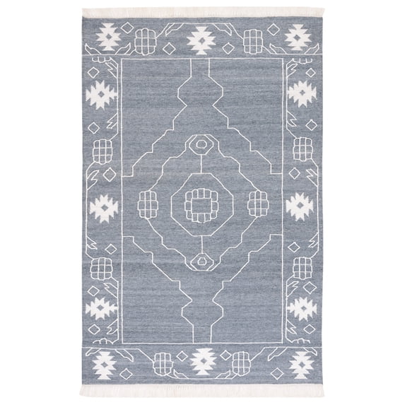 SAFAVIEH Kilim Adair Geometric Area Rug, Dark Grey/Ivory, 6' x 9'