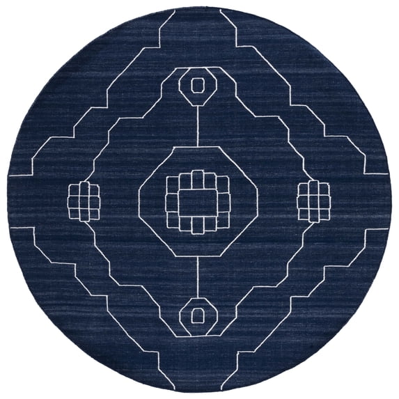SAFAVIEH Kilim Adair Geometric Area Rug, Navy/Ivory, 7' x 7' Round
