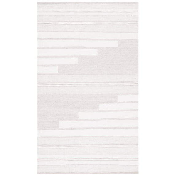 SAFAVIEH Kilim Adam Striped Polyester Area Rug, Ivory/Beige, 3' x 5'