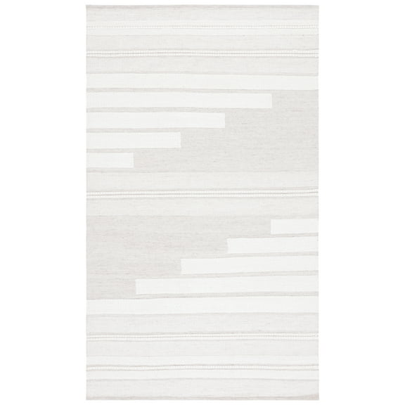 SAFAVIEH Kilim Adam Striped Polyester Area Rug, Ivory/Beige, 6' x 9'