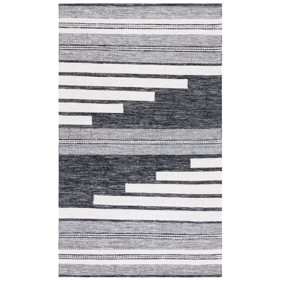 Safavieh Kilim Adam Striped Polyester Area Rug, Ivory/Black, 3' x 5'
