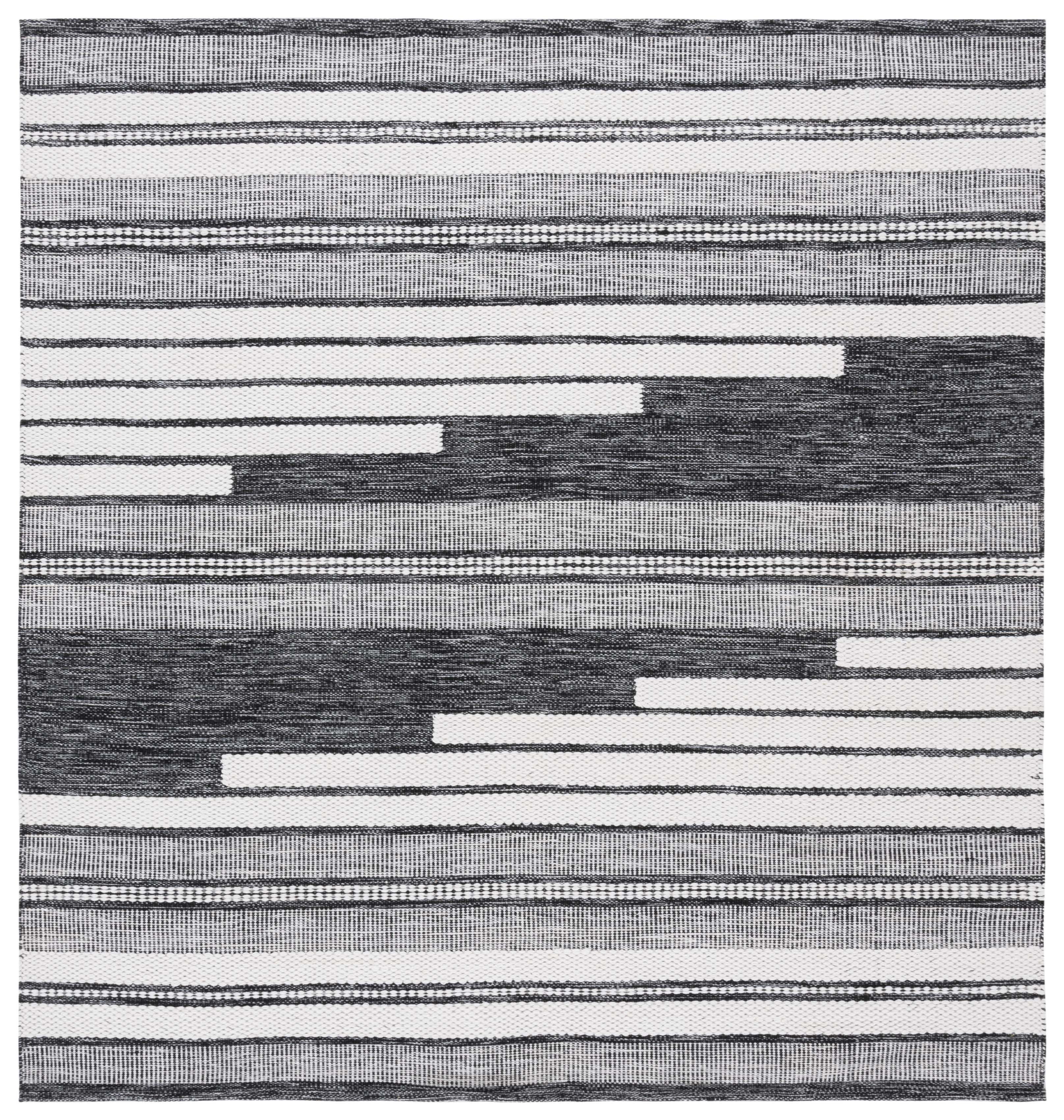 Safavieh Kilim Adam Striped Polyester Area Rug, Ivory/Black, 6' x 6' Square