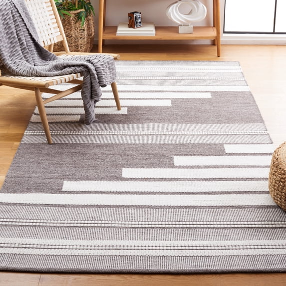 Safavieh Kilim Adam Striped Polyester Area Rug, Ivory/Brown, 3' x 5'