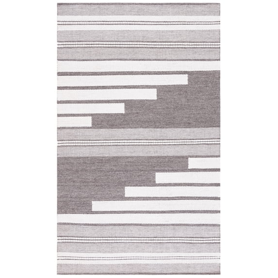 SAFAVIEH Kilim Adam Striped Polyester Area Rug, Ivory/Brown, 3' x 5'