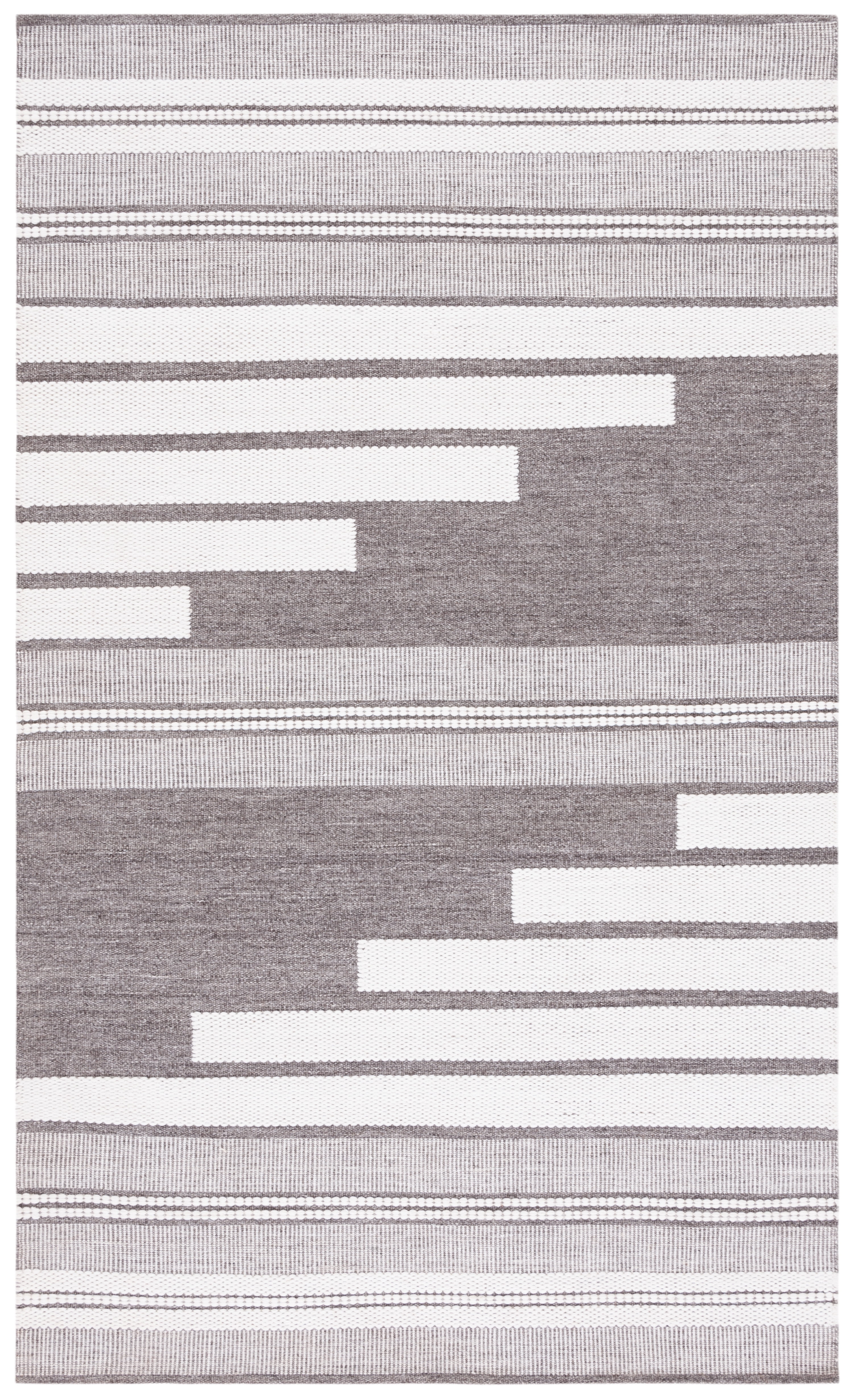 Ivory and Brown 6' x 9' Handwoven Wool Stripe Rug
