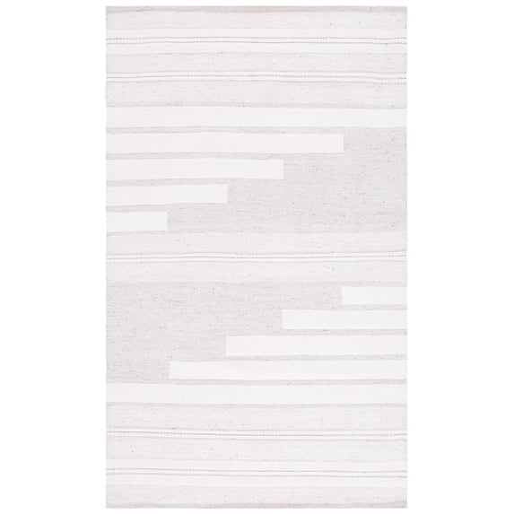SAFAVIEH Kilim Adam Striped Polyester Area Rug, Ivory/Light Grey, 3' x 5'