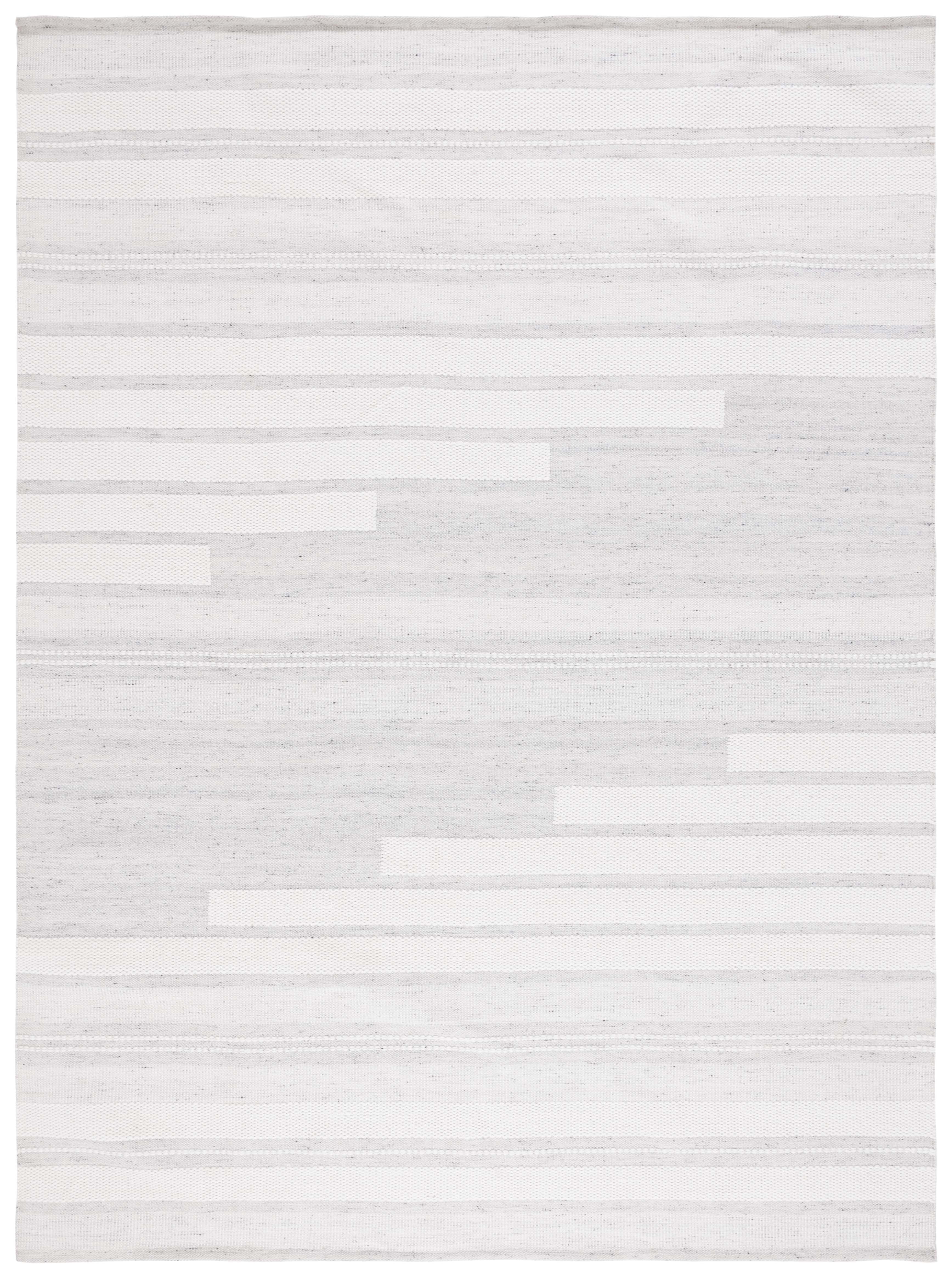 SAFAVIEH Kilim Adam Striped Polyester Area Rug, Ivory/Light Grey, 8' x 10'