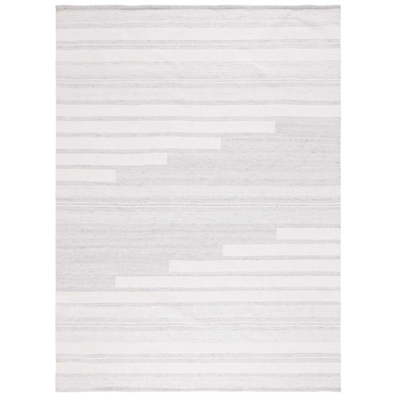 SAFAVIEH Kilim Adam Striped Polyester Area Rug, Ivory/Light Grey, 8' x 10'