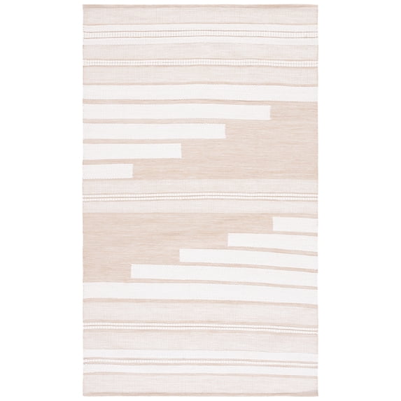 SAFAVIEH Kilim Adam Striped Polyester Area Rug, Ivory/Tan, 3' x 5'