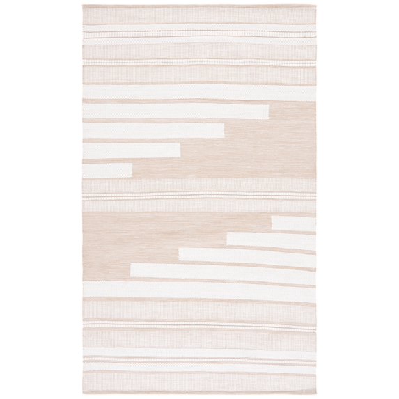 SAFAVIEH Kilim Adam Striped Polyester Area Rug, Ivory/Tan, 6' x 9'