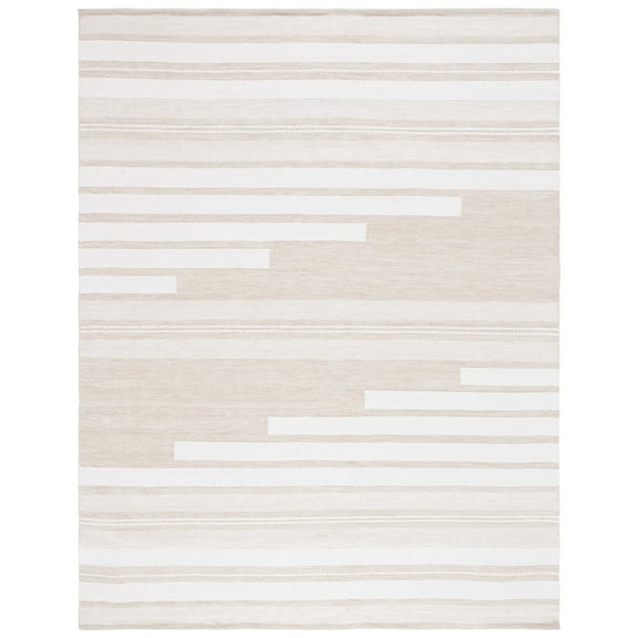 SAFAVIEH Kilim Adam Striped Polyester Area Rug, Ivory/Tan, 8' x 10'
