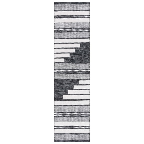 SAFAVIEH Kilim Adam Striped Polyester Runner Rug, Ivory/Black, 2'3" x 9'