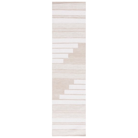 SAFAVIEH Kilim Adam Striped Polyester Runner Rug, Ivory/Tan, 2'3" x 9'