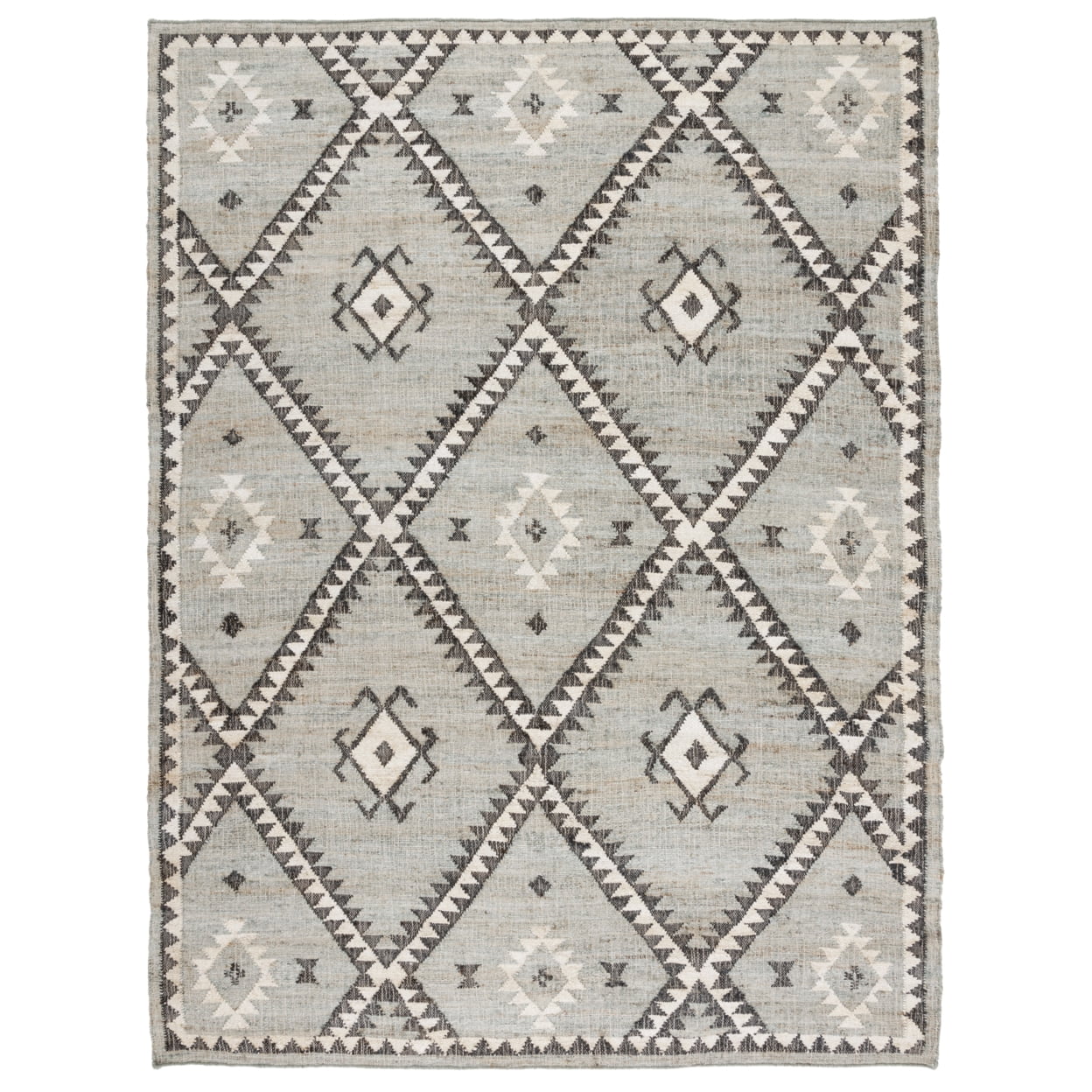 Handmade Blue and Black Wool Kilim Area Rug