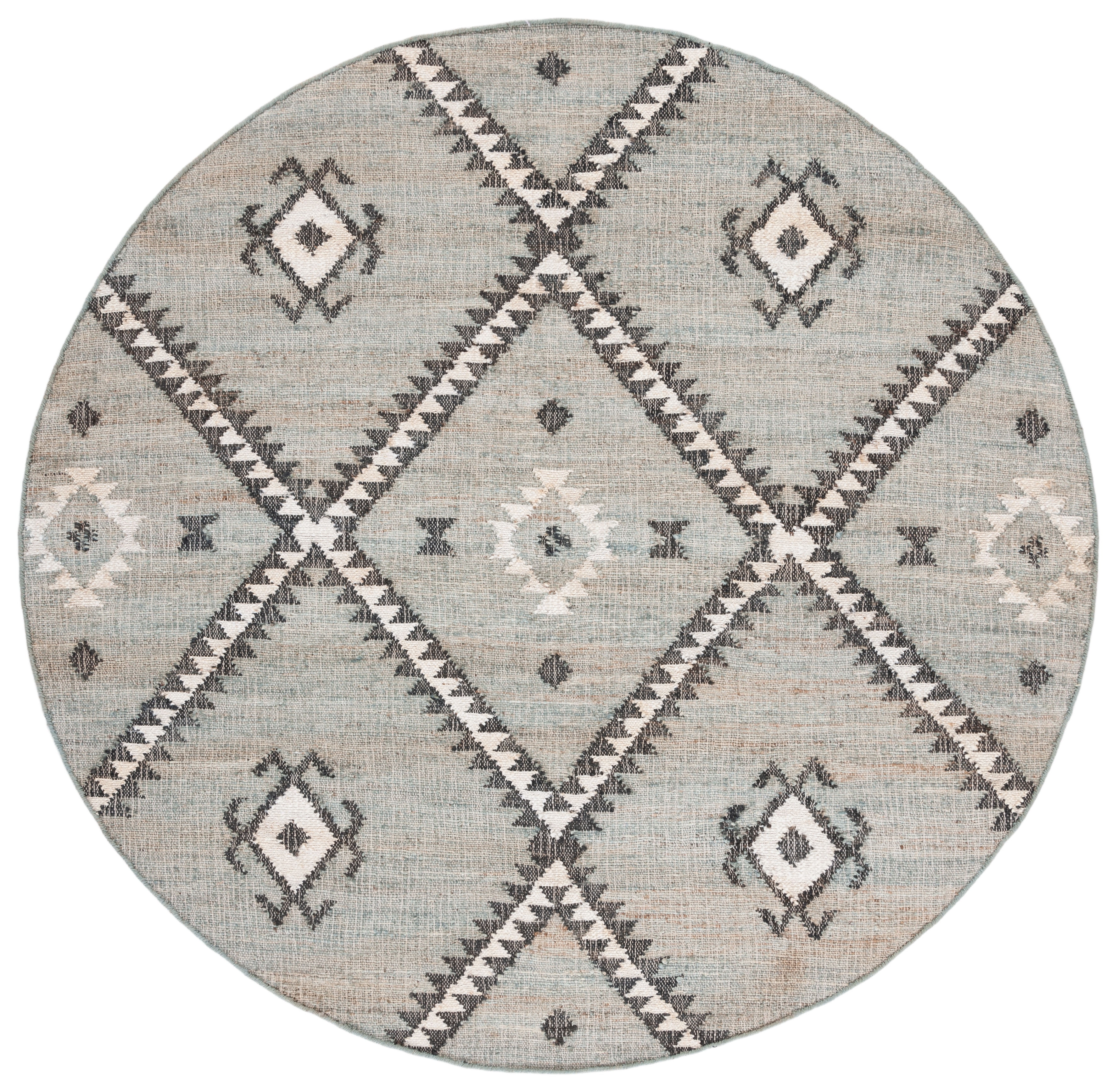 SAFAVIEH Kilim Aindreas Tribal Area Rug, Blue/Black, 7' x 7' Round