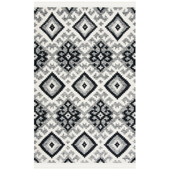 SAFAVIEH Kilim Alaina Diamond Area Rug, Ivory/Black, 4' x 6'