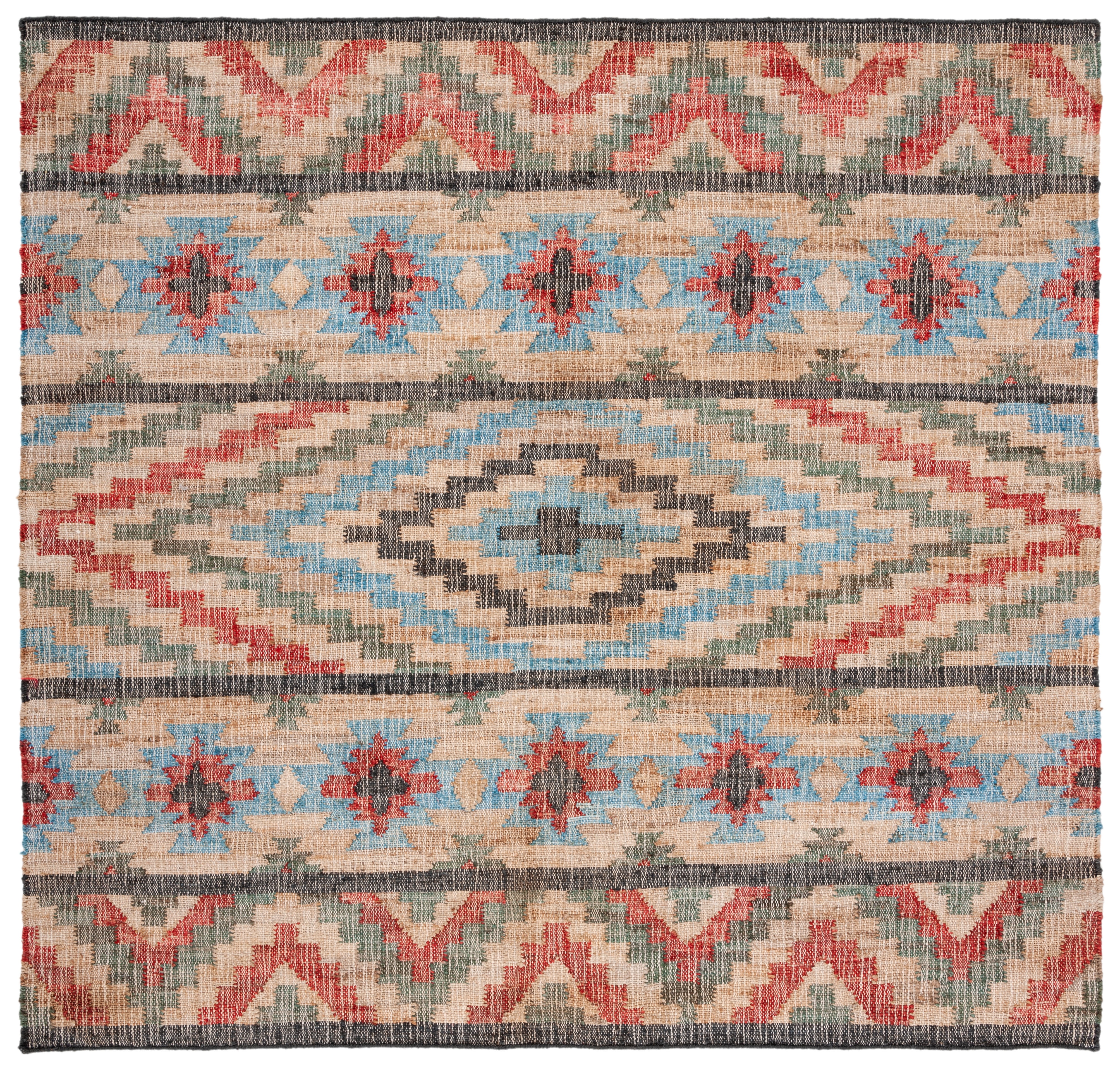 SAFAVIEH Kilim Aldous Tribal Area Rug, Natural/Red, 7' x 7' Square