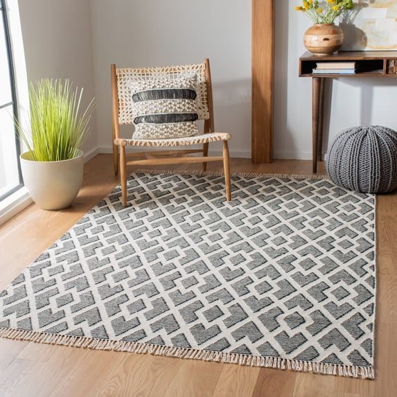 Safavieh Kilim Almira Kilim Wool Area Rug, Black/Cream, 5' x 8'