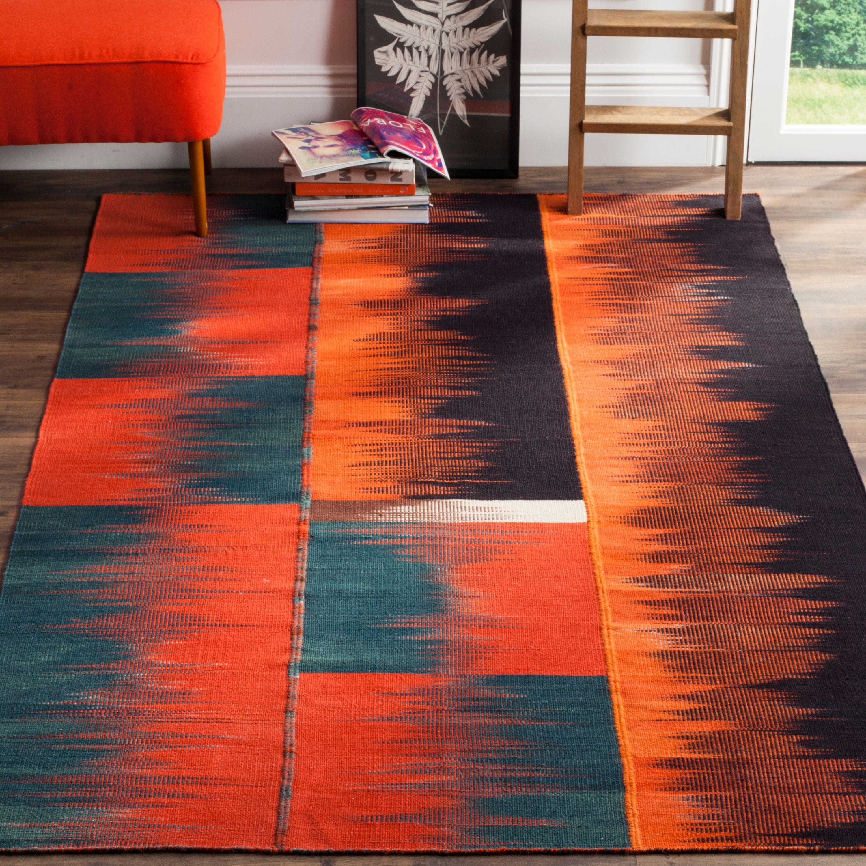 Multicolor Wool 8' x 10' Handmade Kilim Area Rug