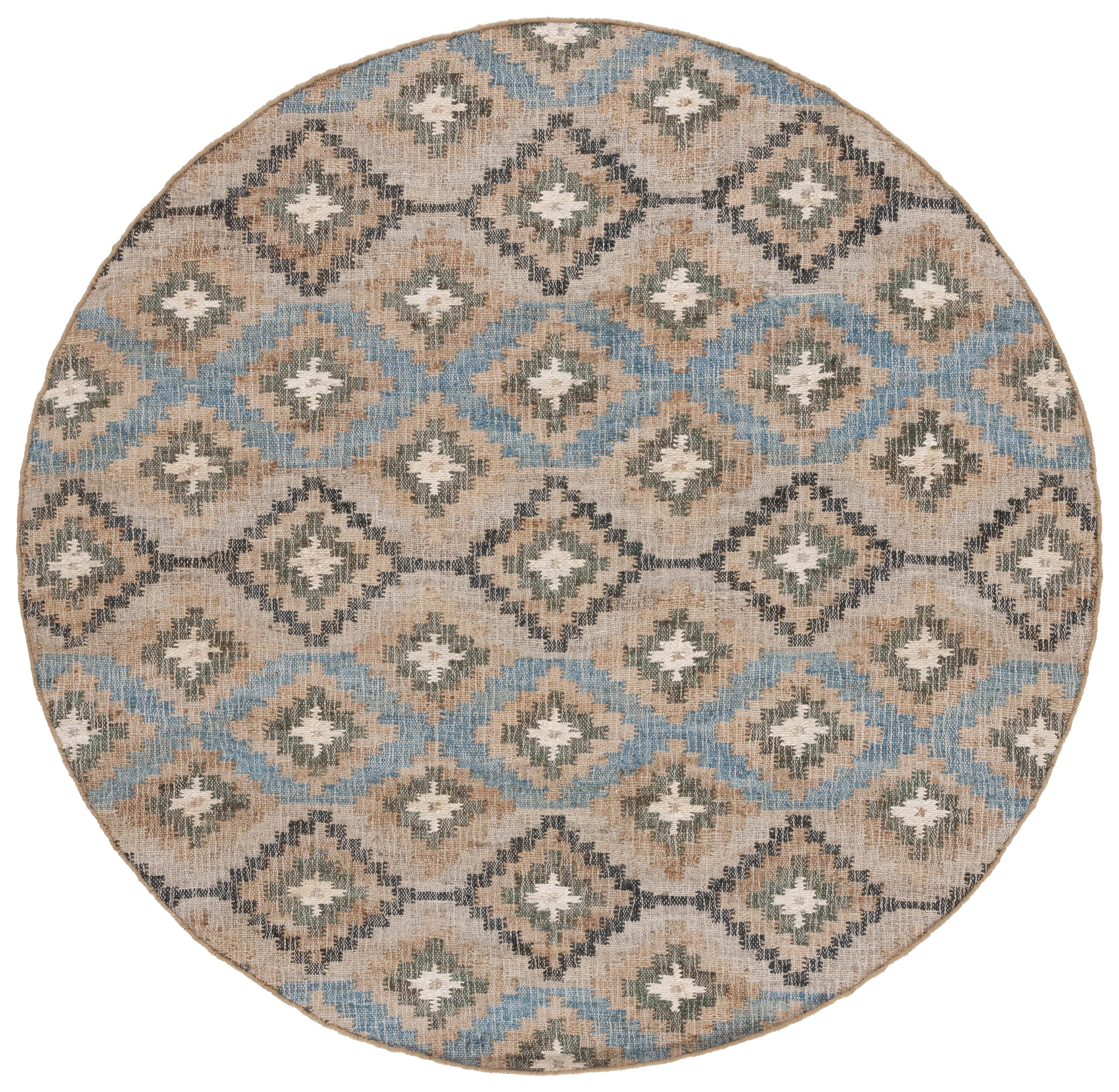 SAFAVIEH Kilim Alys Geometric Area Rug, Blue/Ivory, 7' x 7' Round