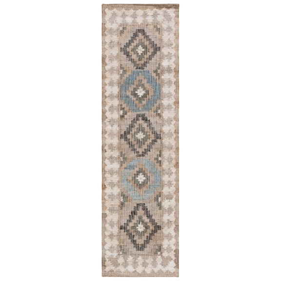 SAFAVIEH Kilim Alys Geometric Runner Rug, Blue/Ivory, 2'3" x 9'